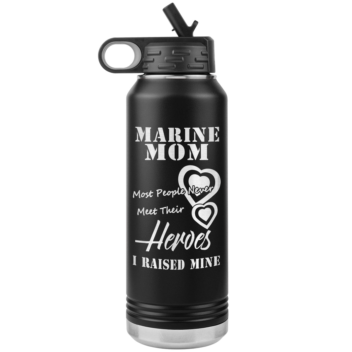 Marine Mom, I Raised My Hero, Custom Engraved 32oz Insulated Water Bottle