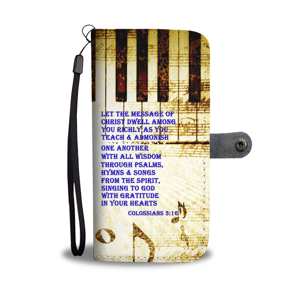 Sing to God with Gratitude Bible Verse Smartphone Wallet Case