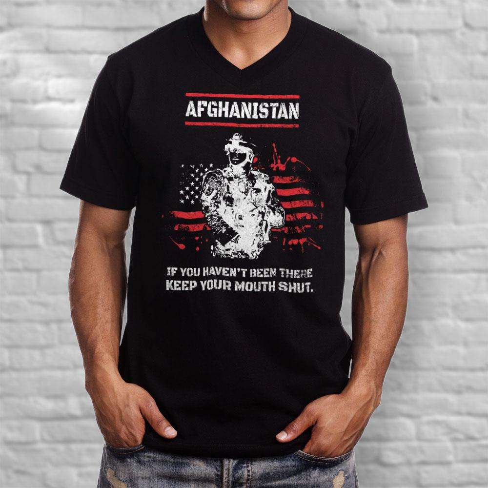 Designs by MyUtopia Shout Out:Afghanistan Veteran Men's Printed V-Neck T-Shirt