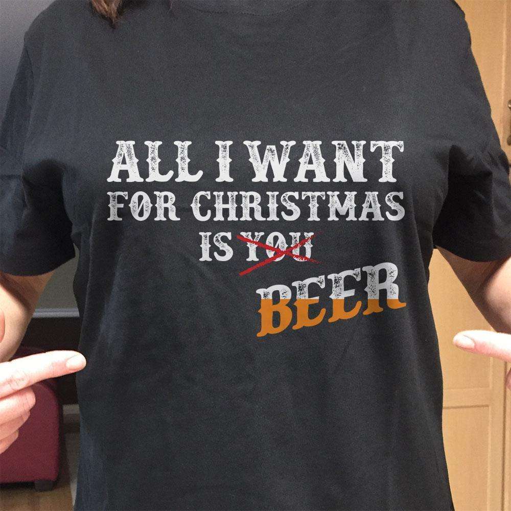 Designs by MyUtopia Shout Out:All I Want For Christmas is Beer Adult Unisex T-Shirt