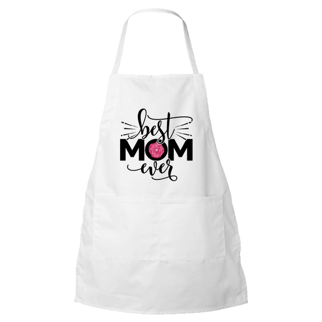 Best Mom Ever. Embroidered Apron (white)