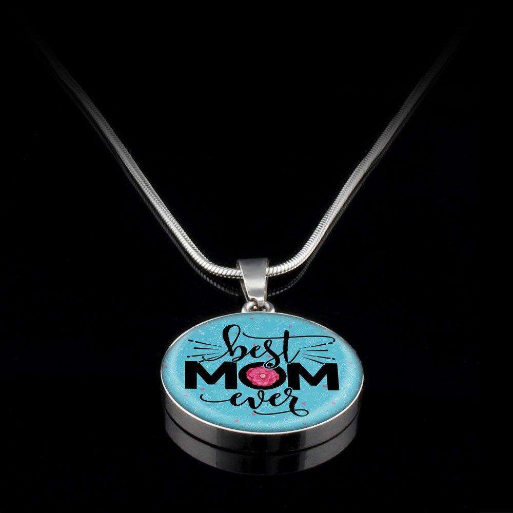Designs by MyUtopia Shout Out:Best Mom Ever Liquid Glass Personalized Locket engravable Keepsake Necklace,Silver / No,Necklace