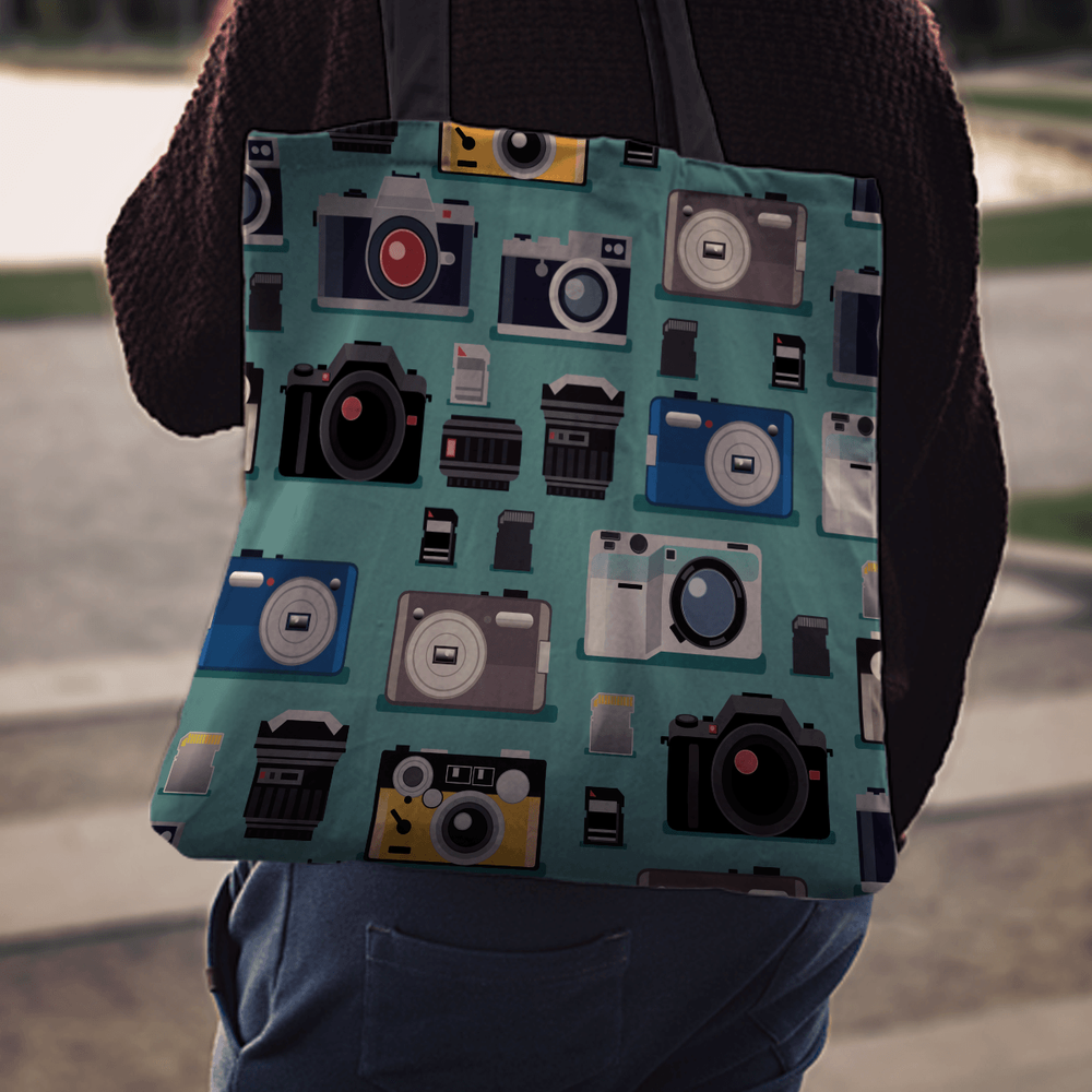 Designs by MyUtopia Shout Out:Camera Fabric Totebag Reusable Shopping Tote