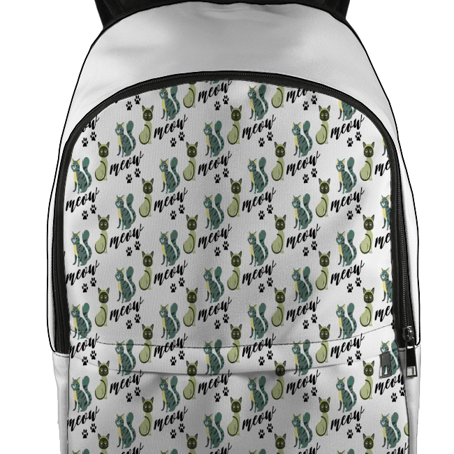 Designs by MyUtopia Shout Out:Cat Meow,Front Panel Backpack / White,Front Panel Backpack