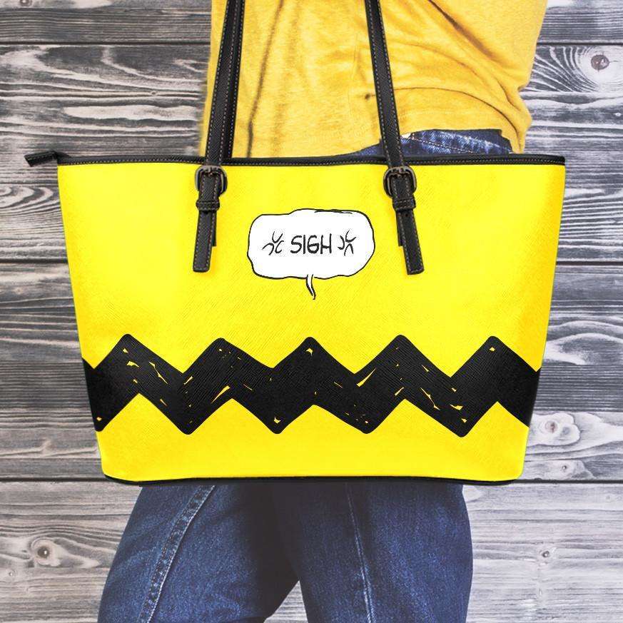 Designs by MyUtopia Shout Out:Charlie Faux Leather Totebag Purse,Medium (10 x 16 x 5) / Black/Yellow,tote bag purse