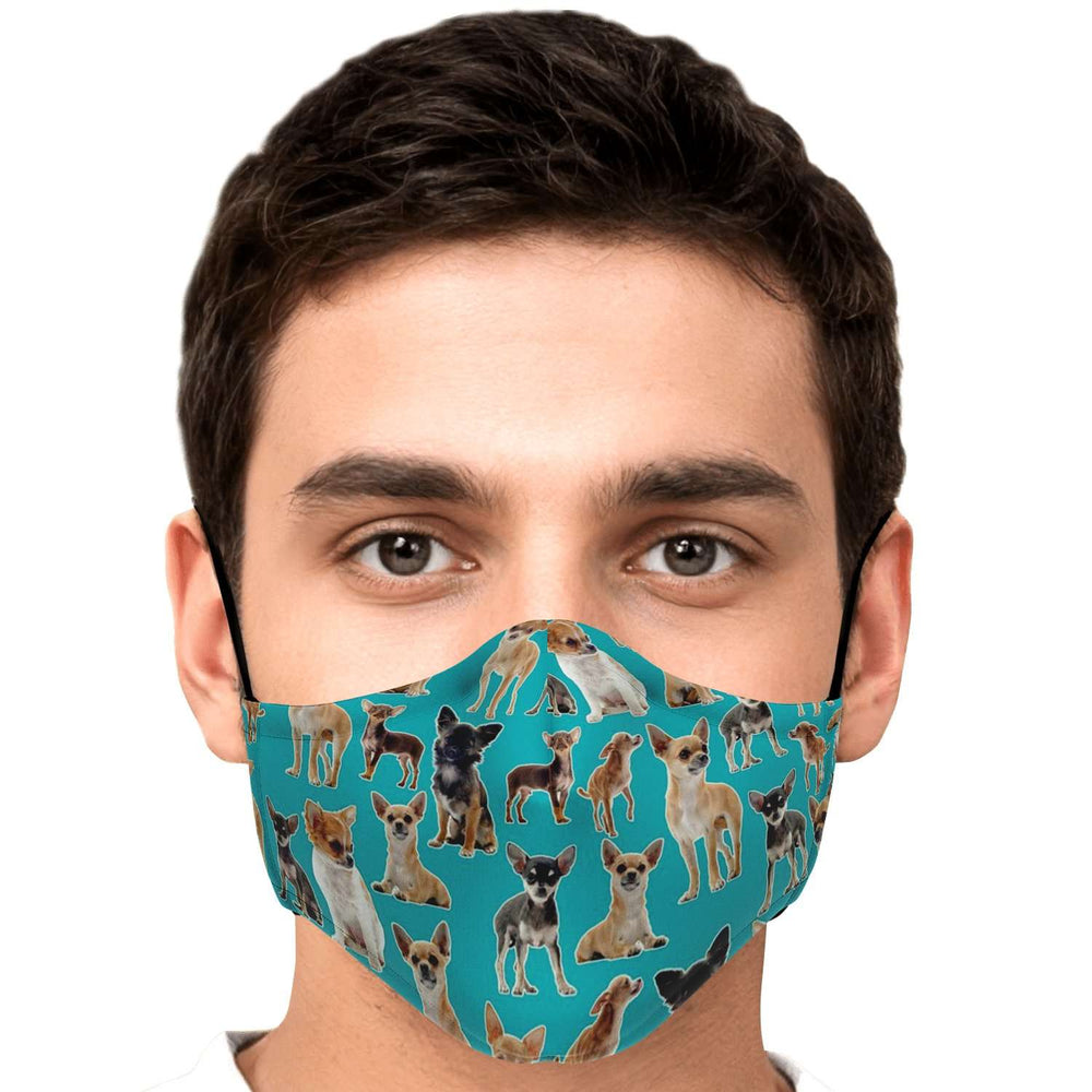 Designs by MyUtopia Shout Out:Chihuahua - Fitted Fabric Face Mask w. Adjustable Ear Loops,Adult / Single / No filters,Fabric Face Mask