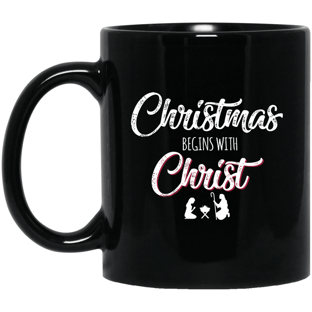 Designs by MyUtopia Shout Out:Christmas Begins with Christ - Ceramic Coffee Mug - Black,11 oz / Black,Ceramic Coffee Mug