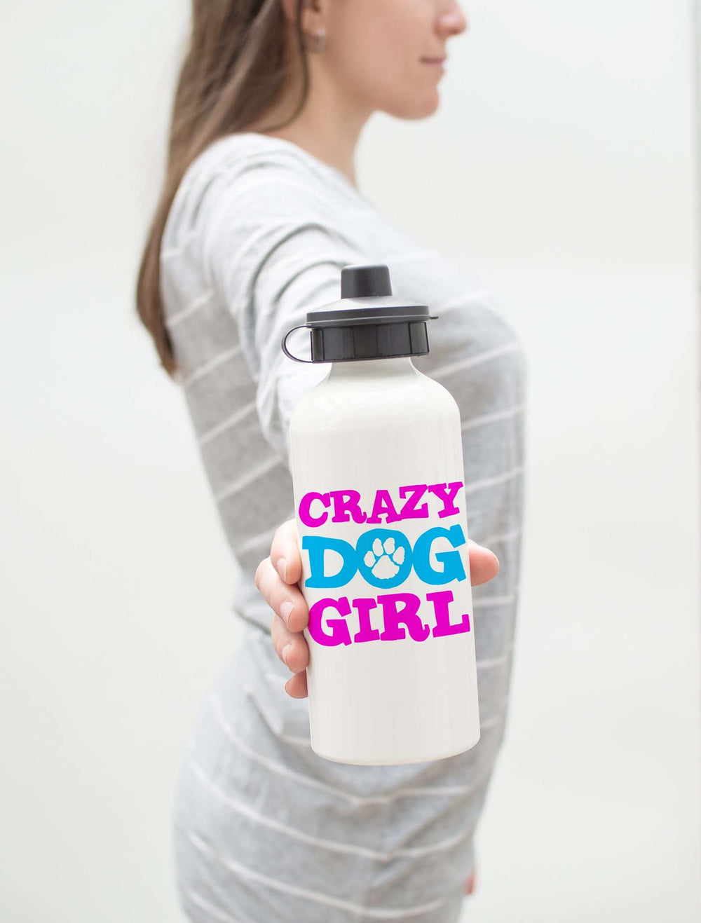 Designs by MyUtopia Shout Out:Crazy Dog Girl Stainless Steel Reusable Water Bottle