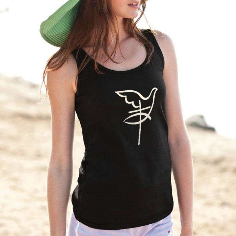 Designs by MyUtopia Shout Out:Cross Dove Fish Christian Faith Unisex Tank Top