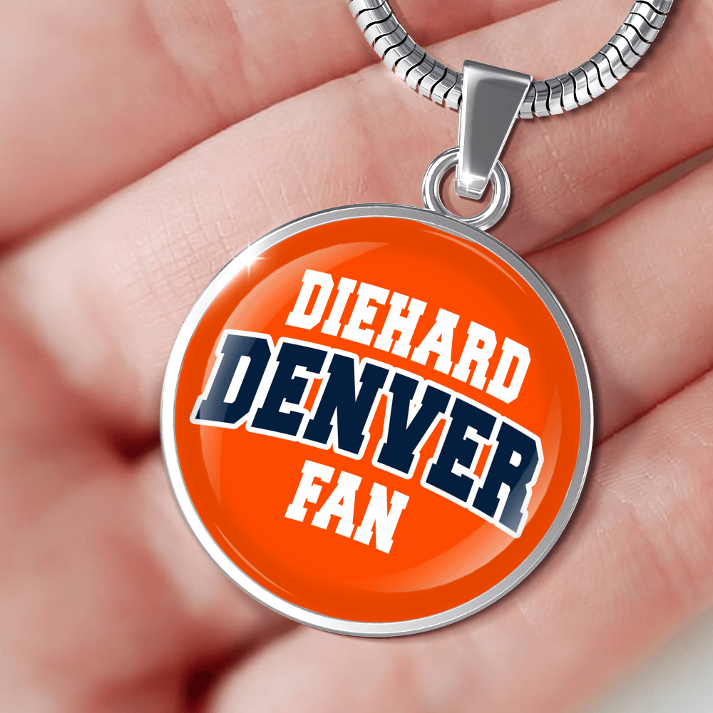 Designs by MyUtopia Shout Out:Diehard Denver Fan Handcrafted Necklace,Adjustable Snake Chain / Orange,Necklace