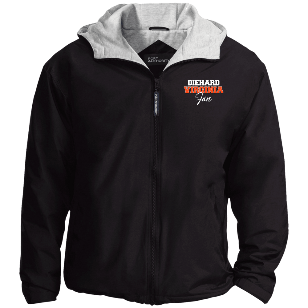 Designs by MyUtopia Shout Out:Diehard Virginia Fan Embroidered Port Authority Team Jacket,Black/Light Oxford / X-Small,Jackets