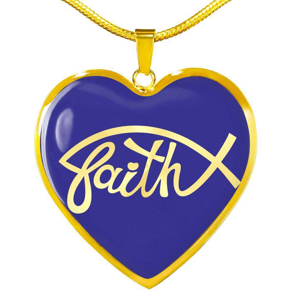 Designs by MyUtopia Shout Out:Faith Fish Christian Faith Personalized Engravable Keepsake Heart Necklace,18k Gold finish on Stainless Steel / No,Necklace