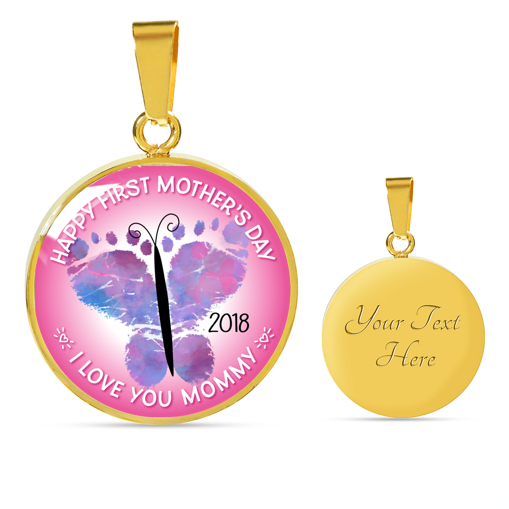 Designs by MyUtopia Shout Out:First Mothers Day 2018 Baby Girl Feet Butterfly Art Liquid Glass Personalized Locket Necklace,Gold / Yes,Necklace