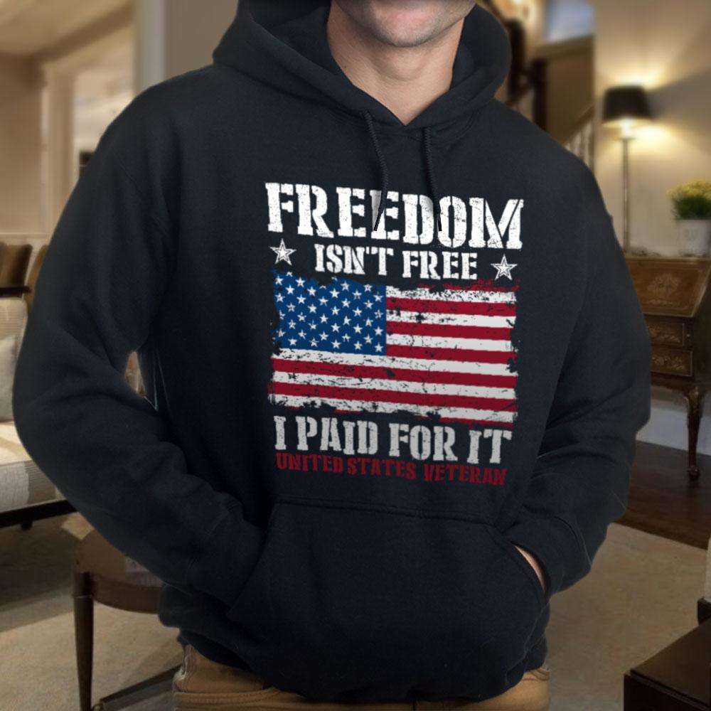 Designs by MyUtopia Shout Out:Freedom Isn't Free, I Paid For It, US Veteran, US Flag Core Fleece Pullover Hoodie