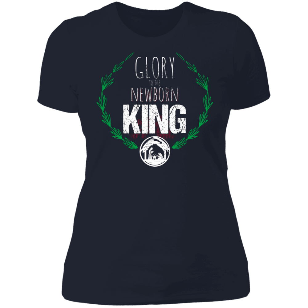 Designs by MyUtopia Shout Out:Glory to the Newborn King - Ultra Cotton Ladies' T-Shirt,Midnight Navy / X-Small,Ladies T-Shirts