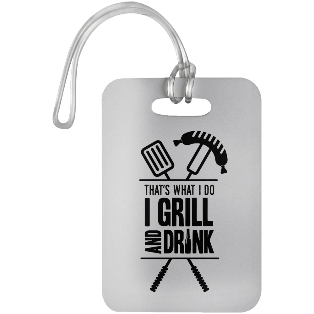 Designs by MyUtopia Shout Out:Grill and Drink Luggage Bag Tag,White / One Size,Luggage Tags