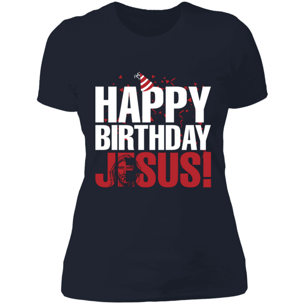 Designs by MyUtopia Shout Out:Happy Birthday Jesus - Ultra Cotton Ladies' T-Shirt,Midnight Navy / X-Small,Ladies T-Shirts