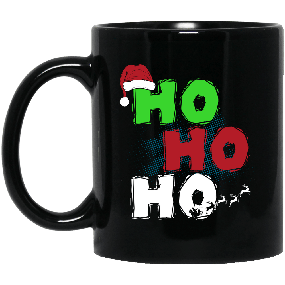 Designs by MyUtopia Shout Out:Ho Ho Ho - Christmas Ceramic Coffee Mug - Black,Black / 11 oz,Apparel