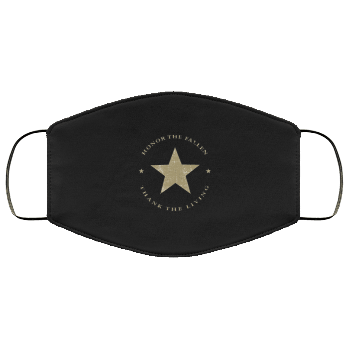 Designs by MyUtopia Shout Out:Honor The Fallen Thank The Living Star Adult Fabric Face Mask with Elastic Ear Loops,3 Layer Fabric Face Mask / Black / Adult,Fabric Face Mask