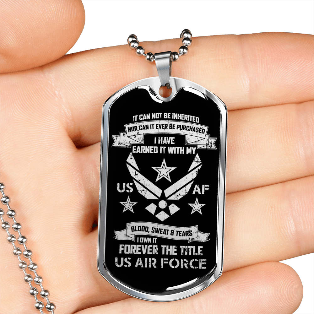 Designs by MyUtopia Shout Out:I Own Forever the Title of Air Force Veteran Personalized Engravable Keepsake Dog Tag