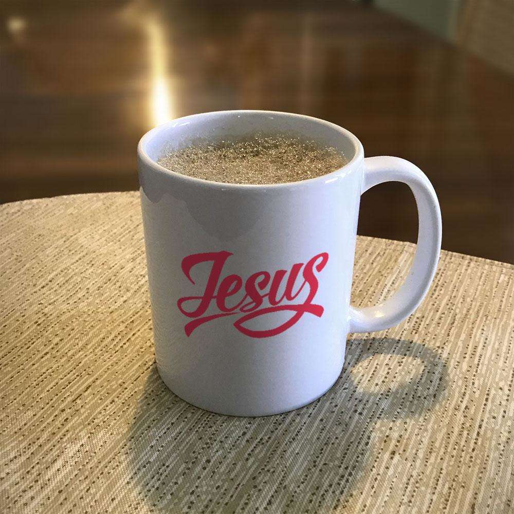 Designs by MyUtopia Shout Out:Jesus Fish Ceramic White Coffee Mug