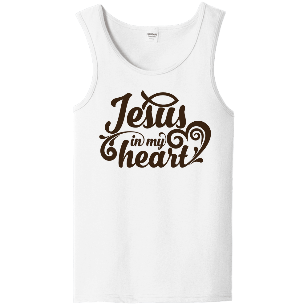 Designs by MyUtopia Shout Out:Jesus In My Heart Unisex Tank Top,S / White,Tank Tops