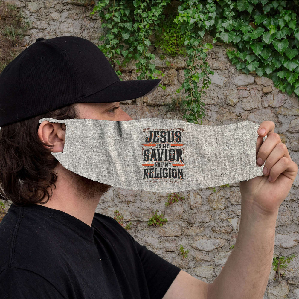 Designs by MyUtopia Shout Out:Jesus Is My Savior Not My Religion Fabric Face Covering / Face Mask