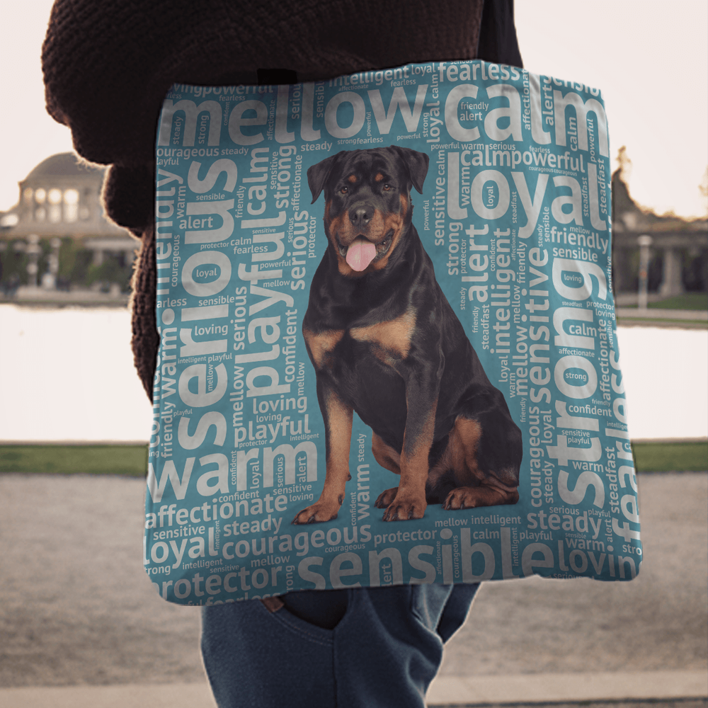 Designs by MyUtopia Shout Out:Loving Rottweiler Fabric Totebag Reusable Shopping Tote