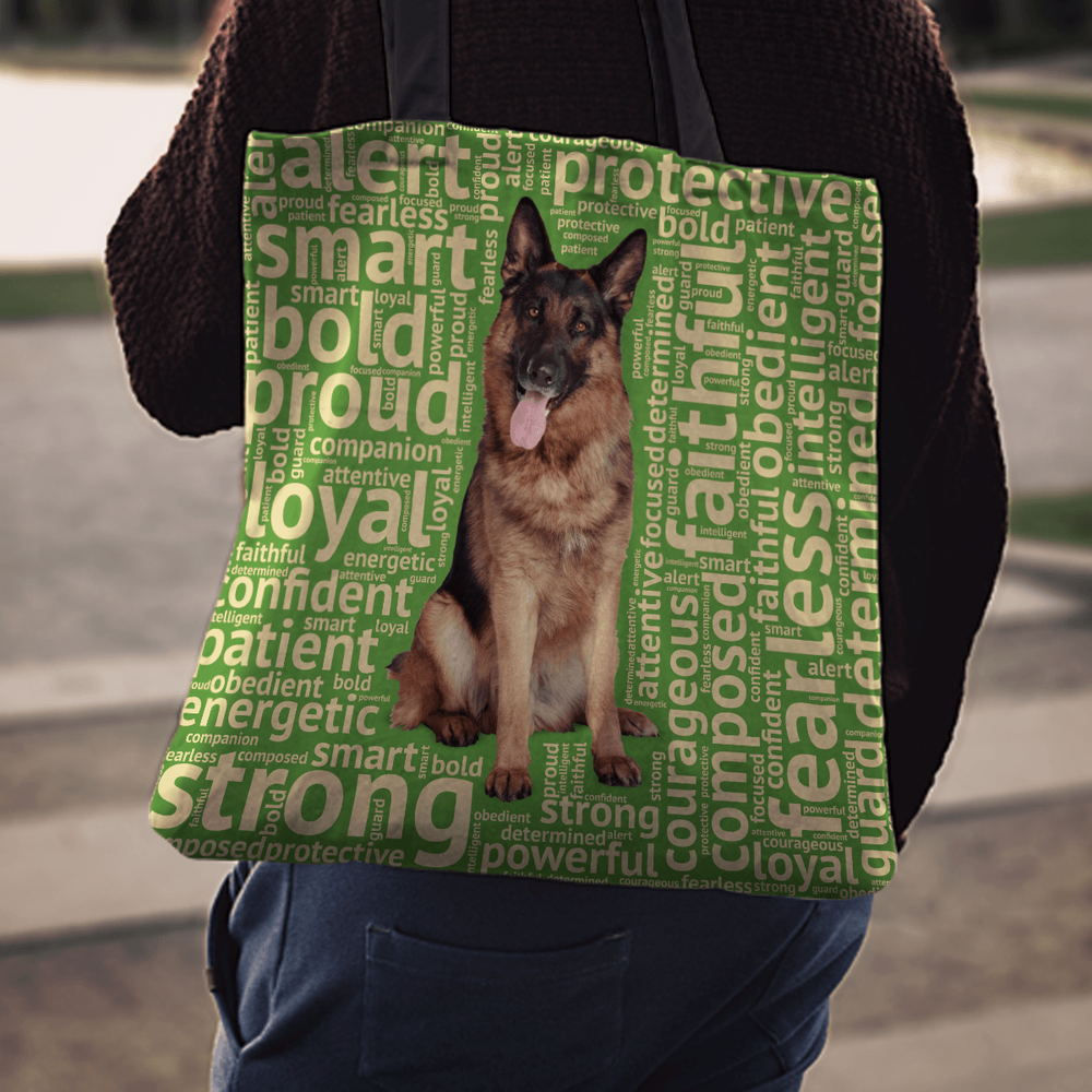 Designs by MyUtopia Shout Out:Loyal German Shepherd Fabric Totebag Reusable Shopping Tote