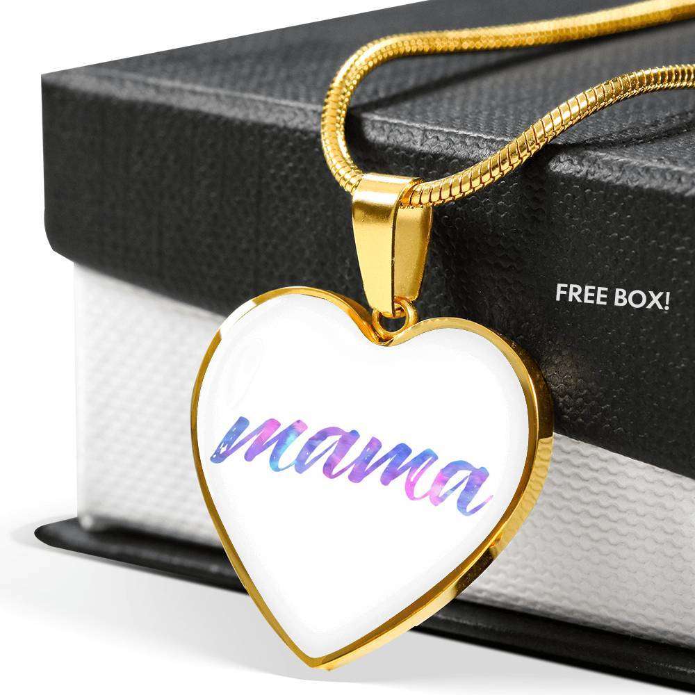 Designs by MyUtopia Shout Out:Mama Engravable Keepsake Heart Necklace - White
