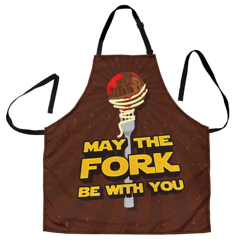 Designs by MyUtopia Shout Out:May The Fork Be With You, Funny Apron, Kitchen, Baking, BBQ, Grilling,Women's Apron / Universal Fit,Apron