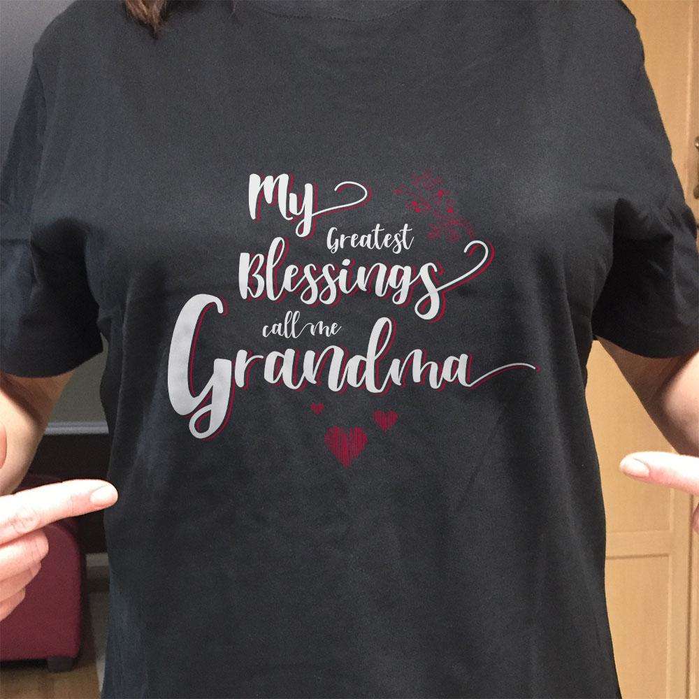 Designs by MyUtopia Shout Out:My Greatest Blessings Call Me Grandma Adult Unisex Cotton Short Sleeve T-Shirt