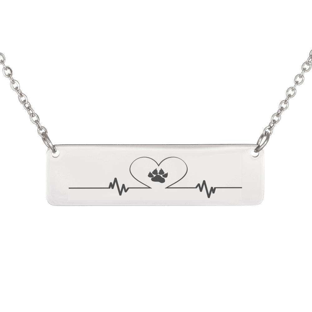 Designs by MyUtopia Shout Out:My Heart Beats Dog Love Engraved Horizontal Bar Necklace,Stainless Steel Horizontal Bar Necklace / No,Necklace