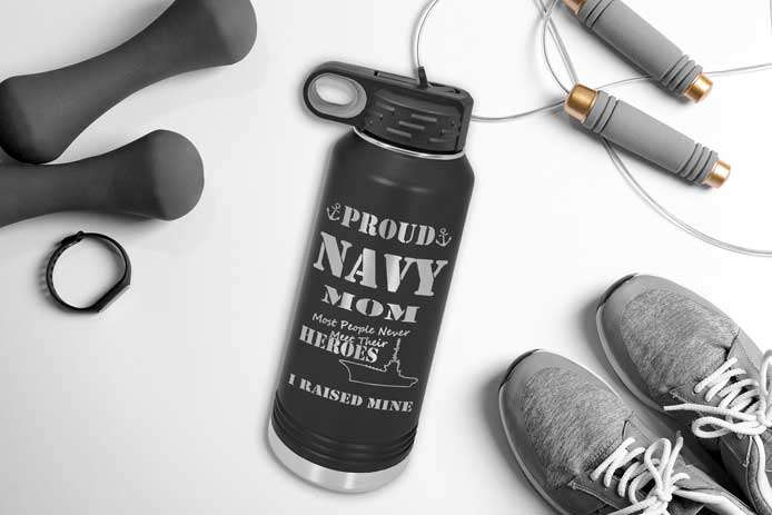 Designs by MyUtopia Shout Out:Proud Navy Mom I Raised My Hero - 32 oz Polar Camel Water Bottle