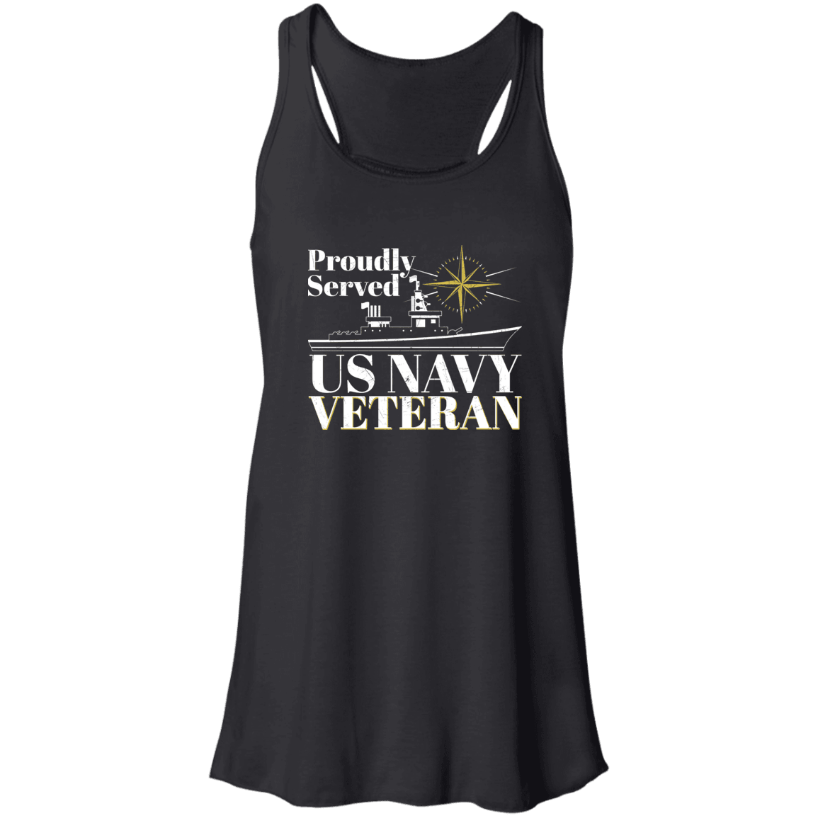 Designs by MyUtopia Shout Out:Proudly Served US Navy Veteran Flowy Racerback Tank,X-Small / Black,Tank Tops