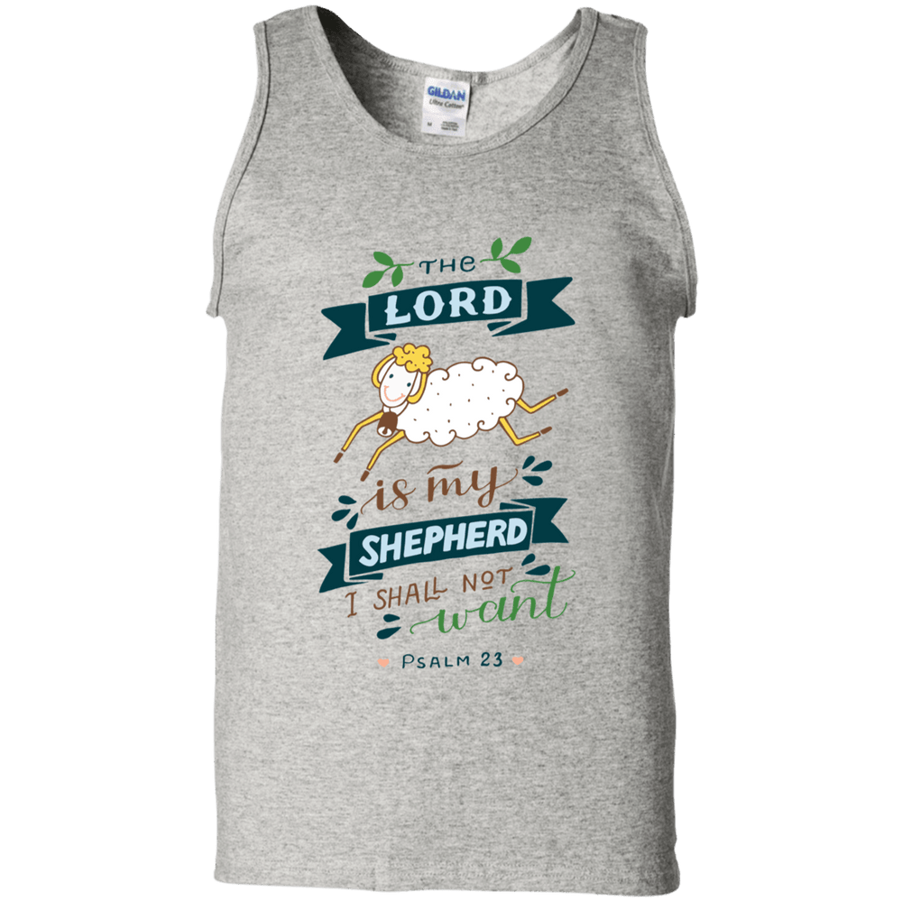 Designs by MyUtopia Shout Out:Psalm 23 The Lord is My Shepherd 100% Cotton Unisex Tank Top,Ash / S,Tank Tops