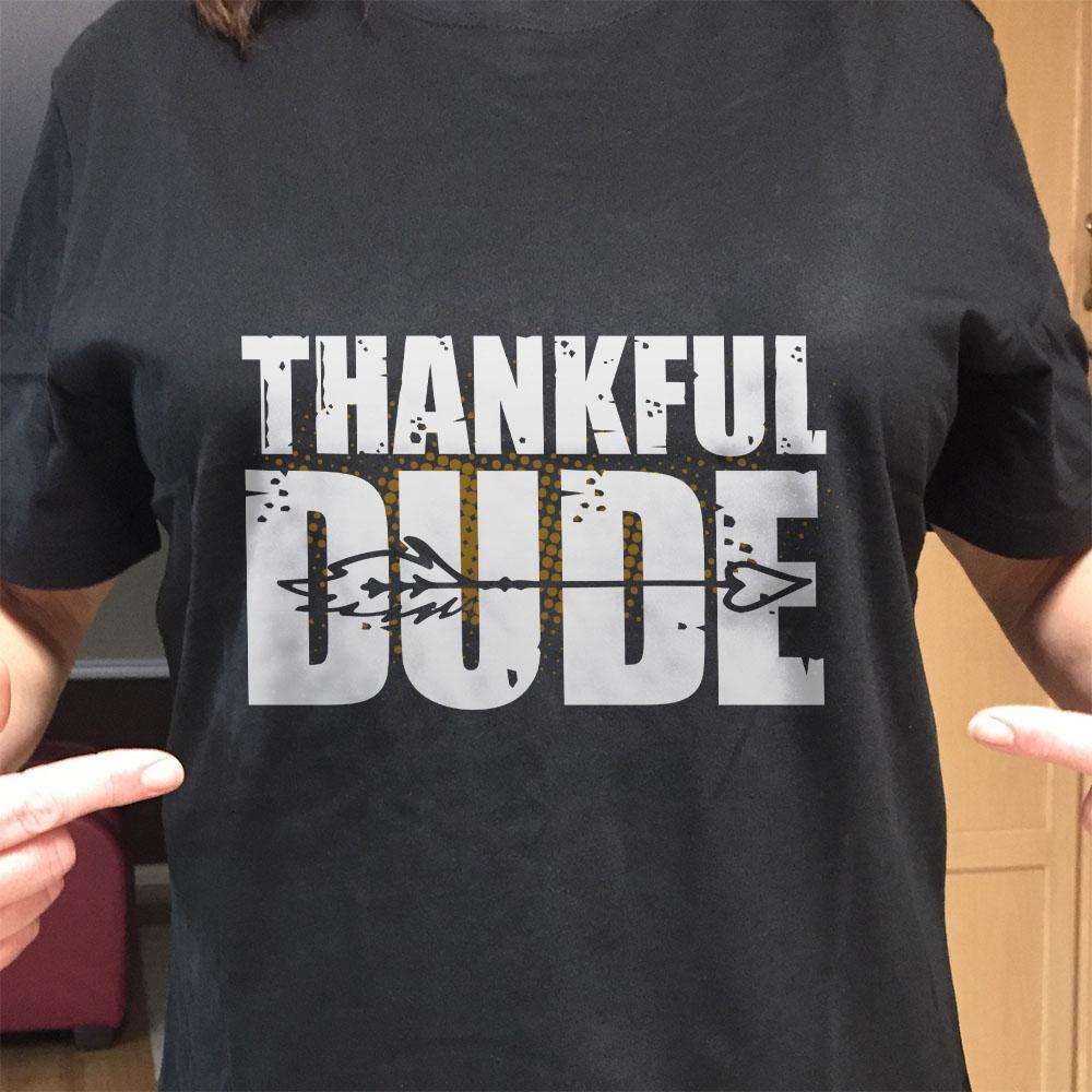 Designs by MyUtopia Shout Out:Thankful Dude Adult Unisex Cotton Short Sleeve T-Shirt