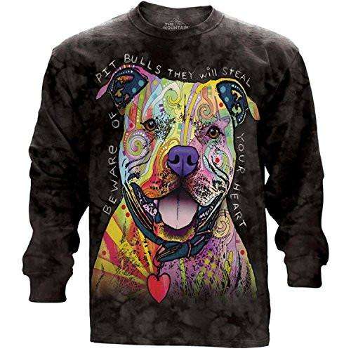 Designs by MyUtopia Shout Out:The Mountain Beware of Pitbulls - Dean Russo Artwear,Black / Long Sleeve / Small,Long Sleeve T-Shirts