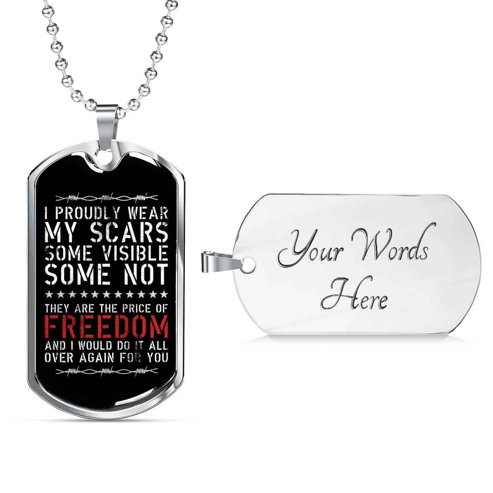 Designs by MyUtopia Shout Out:The Price of Freedom Personalized Engravable Keepsake Dog Tag,Silver / Yes,Dog Tag Necklace