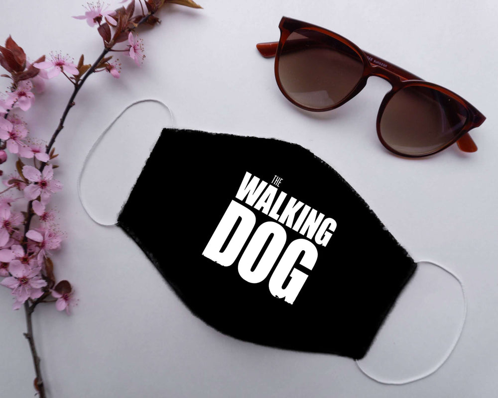 Designs by MyUtopia Shout Out:The Walking Dog Humor Adult Fabric Face Mask with Elastic Ear Loops