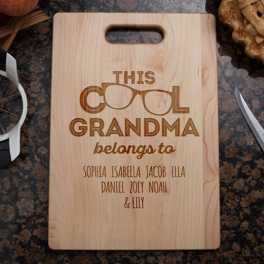 Designs by MyUtopia Shout Out:This Cool Grandma Belongs To ... Personalized With Kids Names Engraved Maple Cutting Board,🌟  Best Value 9 3/4″ X 13.5″,Cutting Board