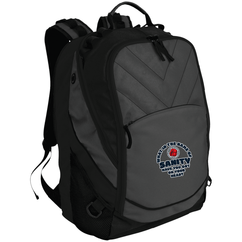 Designs by MyUtopia Shout Out:What In The Name of Sanity Laptop Computer Backpack,Dark Charcoal/Black / One Size,Bags