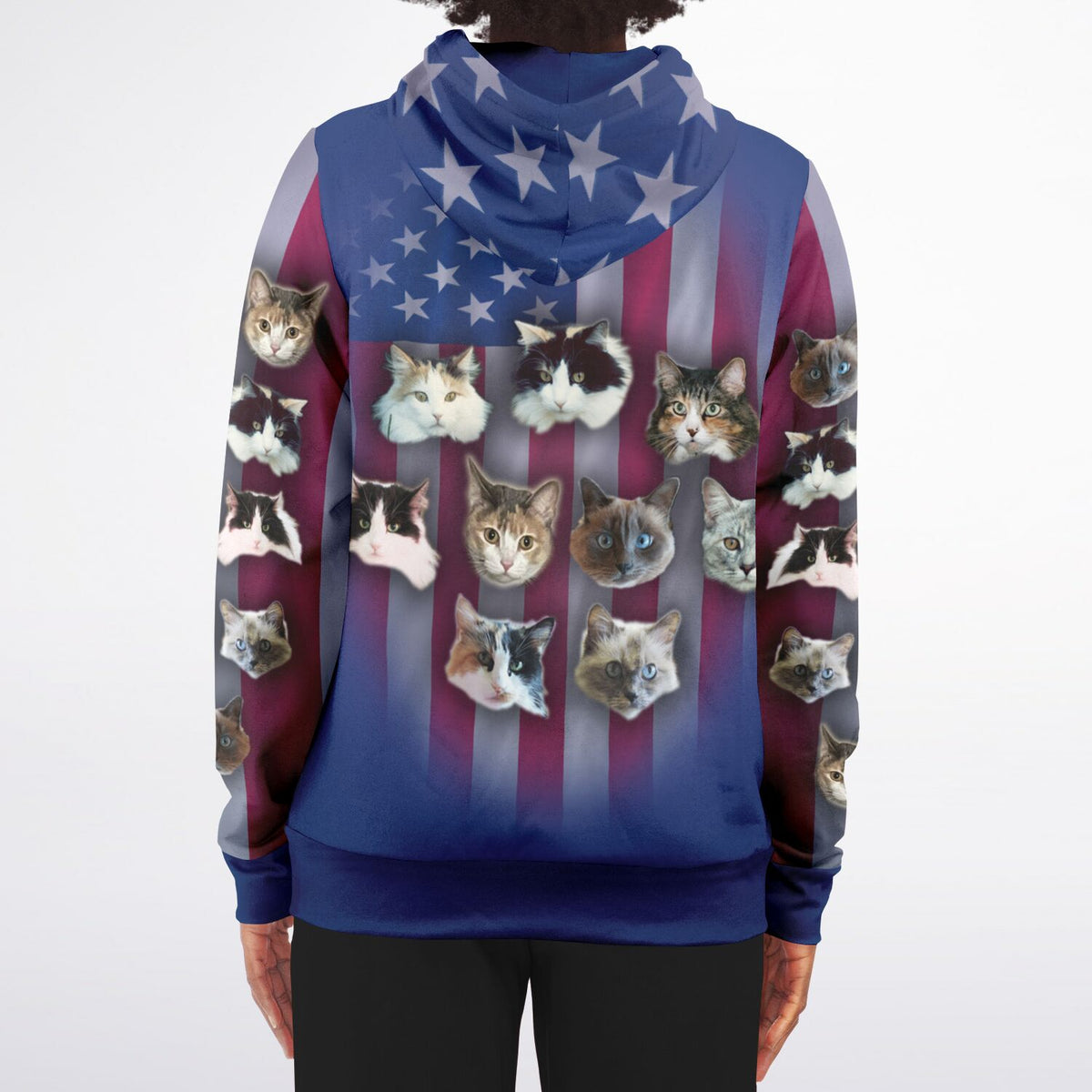 Patriotic cats Fashion Zip-Up Hoodie Summer Jacket