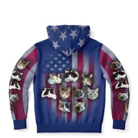 Load image into Gallery viewer, Patriotic Cats with American Flag Fleece Lined Zip-Up Hoodie
