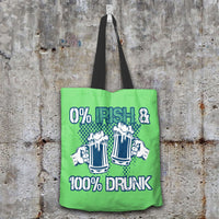 Load image into Gallery viewer, Designs by MyUtopia Shout Out:0% Irish 100% Drunk Fabric Totebag Reusable Shopping Totes,Pastel Green,Reusable Fabric Shopping Tote Bag
