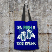 Load image into Gallery viewer, Designs by MyUtopia Shout Out:0% Irish 100% Drunk Fabric Totebag Reusable Shopping Totes,Navy,Reusable Fabric Shopping Tote Bag
