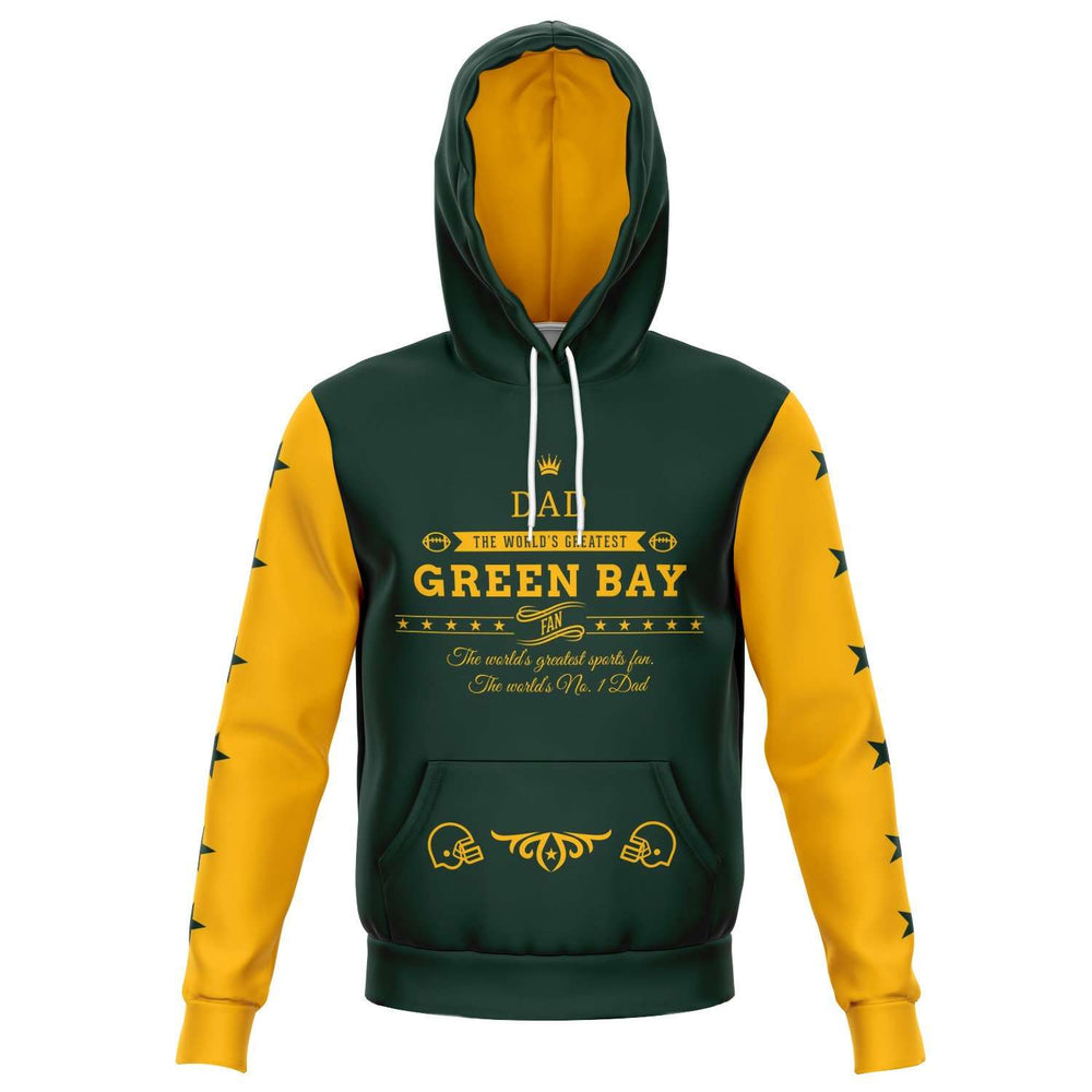 Designs by MyUtopia Shout Out:#1 Dad, Football Fan, Green Bay Fan Fashion Pullover Hoodie,XS / Green,Pullover Hoodie - AOP