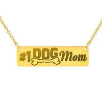 Load image into Gallery viewer, Designs by MyUtopia Shout Out:#1 Dog Mom Engraved Personalized Bar Necklace,18K Gold Over Stainless Steel Horizontal Bar Necklace / No,Jewelry
