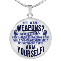 Load image into Gallery viewer, Designs by MyUtopia Shout Out:10th Doctor Who Books Are The Best Weapon Engravable Keepsake Round Pendant Necklace,316L Stainless Silver / No,Necklace
