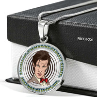 Load image into Gallery viewer, Designs by MyUtopia Shout Out:11th Doctor Who Quote I&#39;m Making Perfect Sense Engravable Keepsake Round Pendant Necklace
